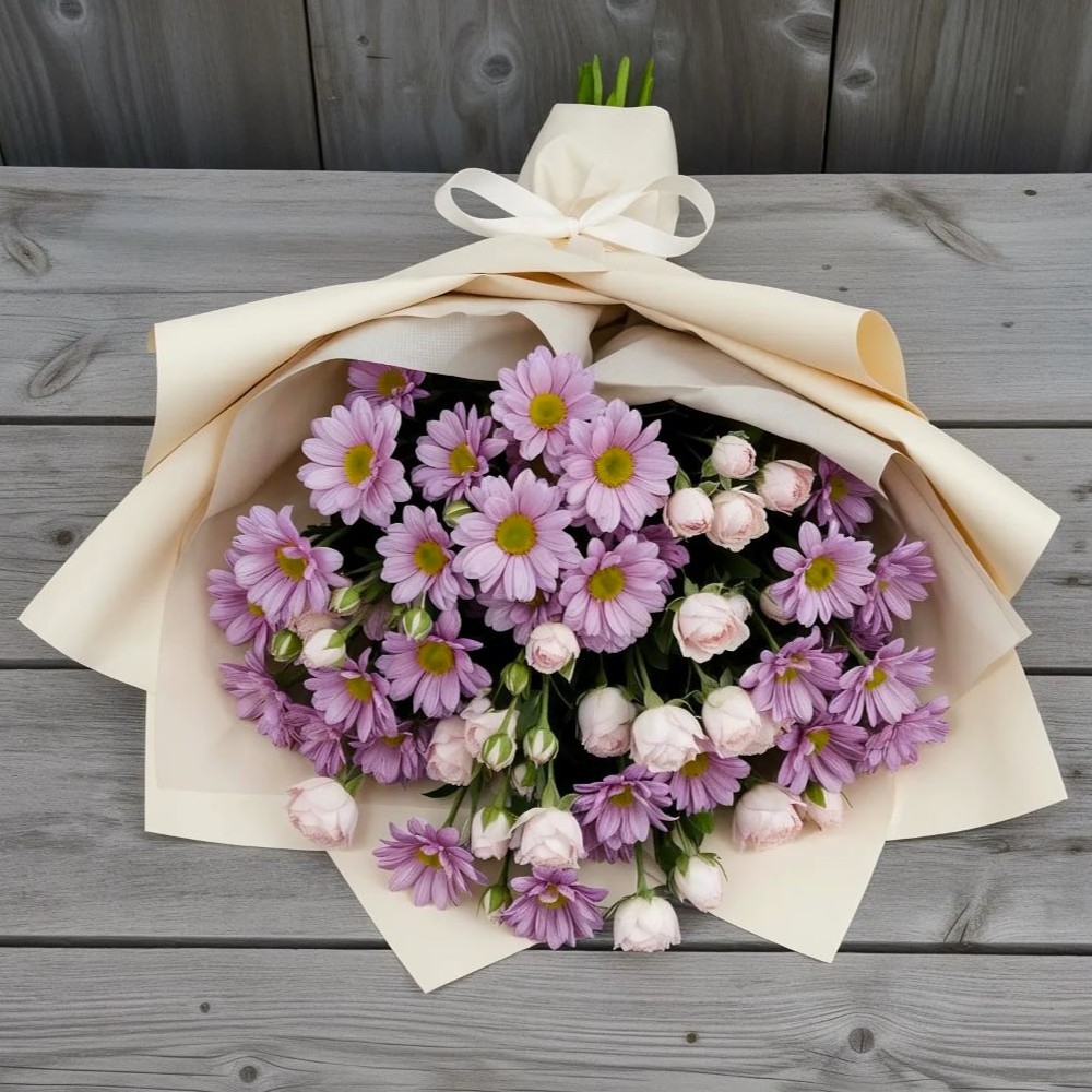 Букет цветов из: Розы и Хризантемы в Протекино