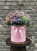 Цветочная композиция из Гипсофила и Розы в шляпной коробке #REPLACE_PRED# Протекино