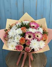 Букет цветов из:  Розы, Герберы и Хризантемы в Протекино