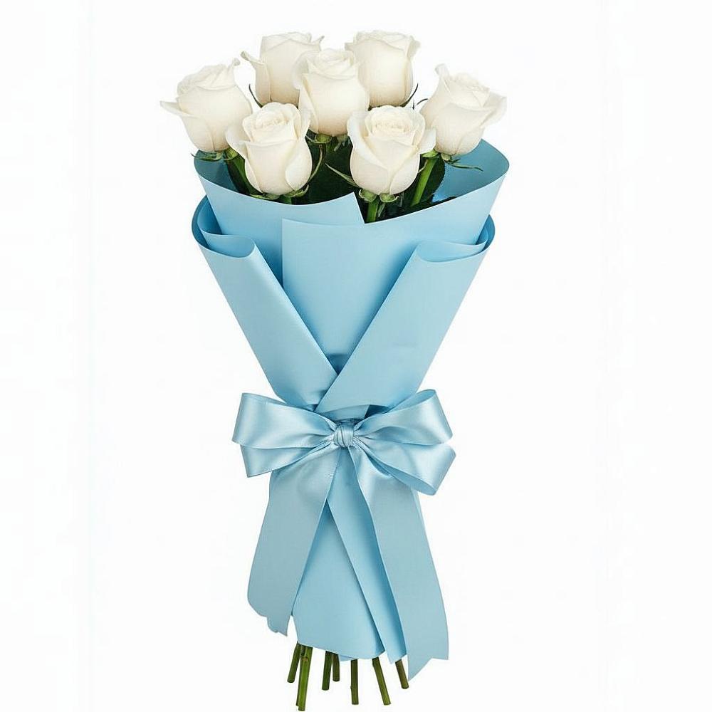 Букет 7 белых роз Проуд в Протекино