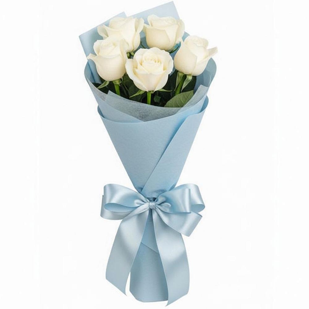 Букет 5 Белых роз Проуд в Протекино