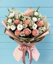 Букет цветов из:  Розы, Альстромерии и Лизиантусы в Протекино