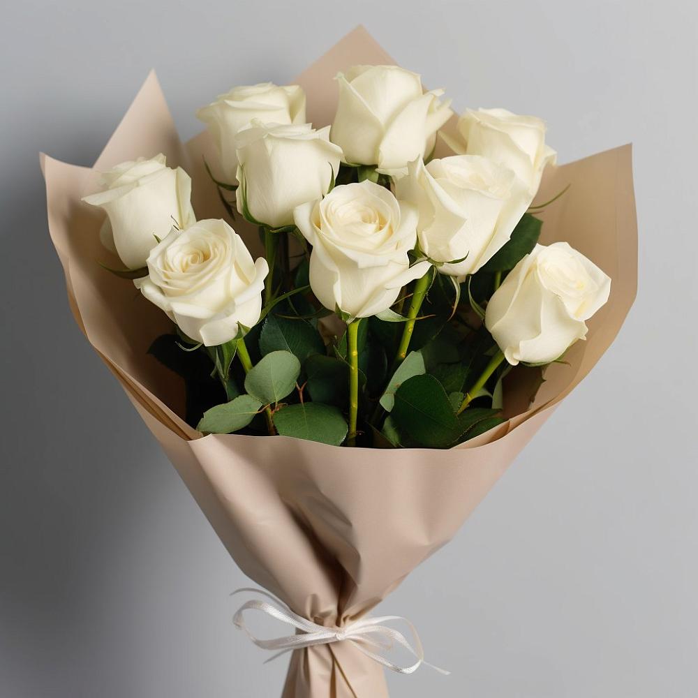 Букет 9 Белых роз Эдлесс Лав в Протекино