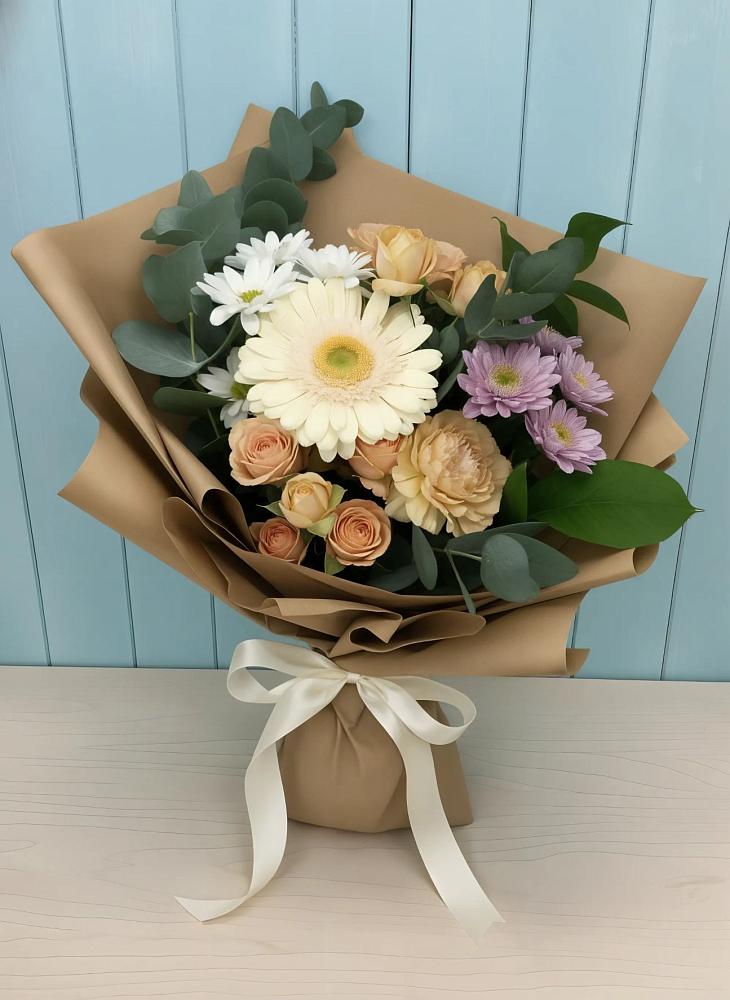 Букет цветов из: Герберы и Хризантемы в Протекино