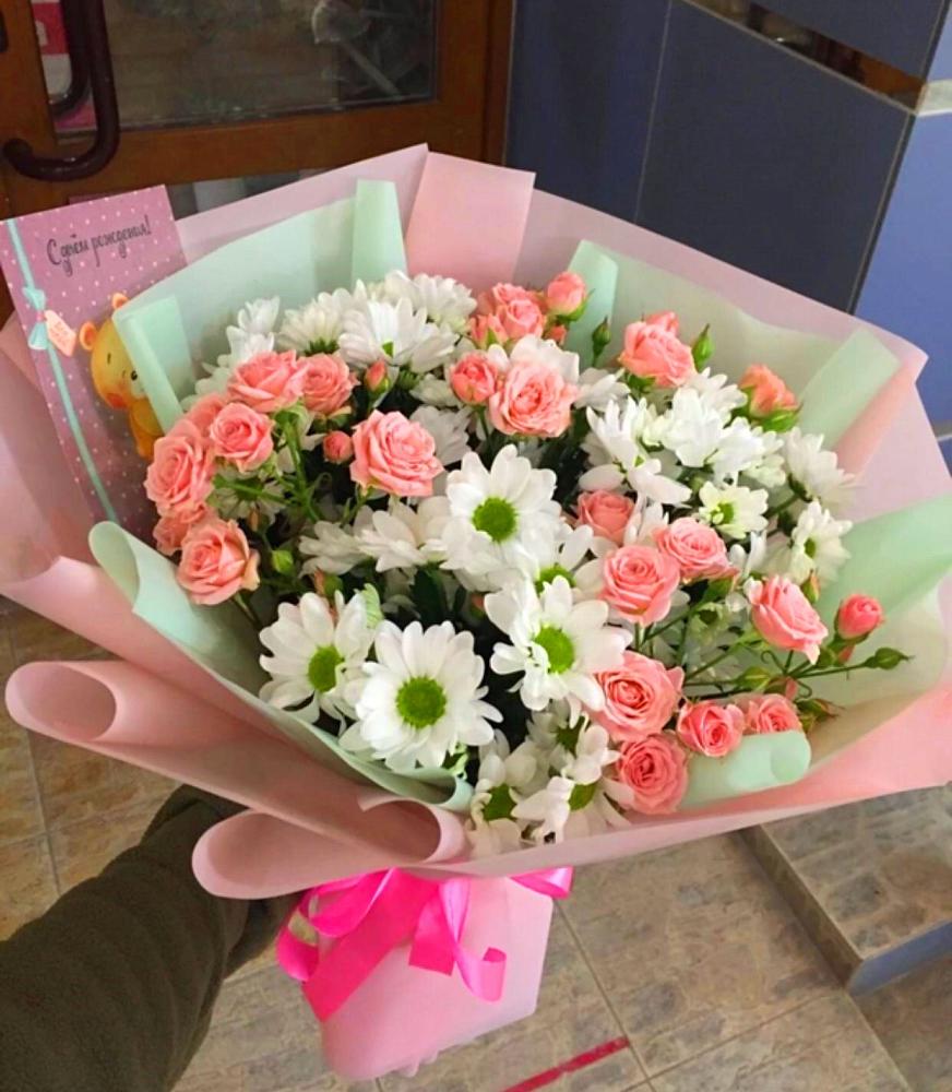 Букет цветов из: Розы и Хризантемы в Протекино