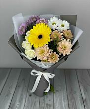Букет цветов из:  Розы, Герберы и Хризантемы в Протекино