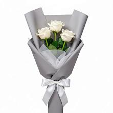 Букет 3 белые розы в Протекино