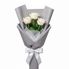 Букет 3 белые розы в Протекино