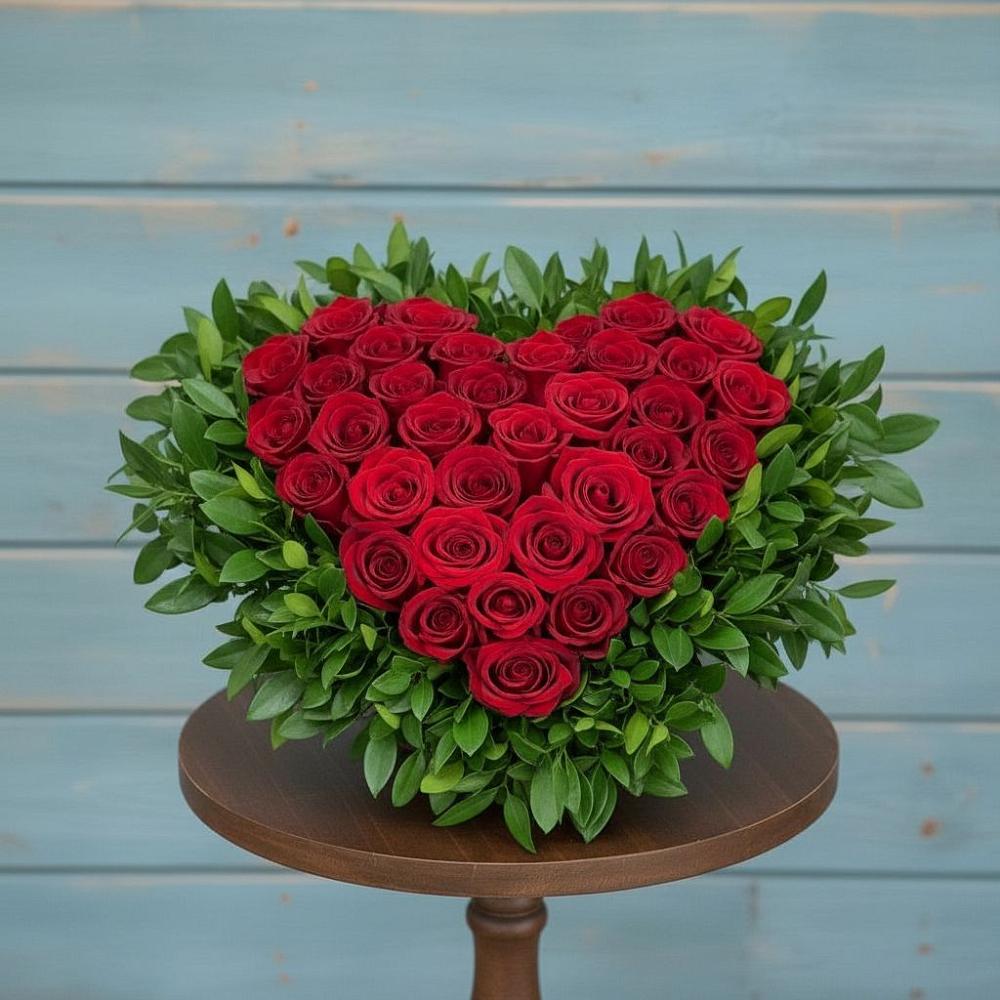 Цветочная композиция из Розы в виде сердца в Протекино