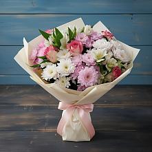 Букет цветов из:  Хризантемы, Альстромерии и Розы в Протекино