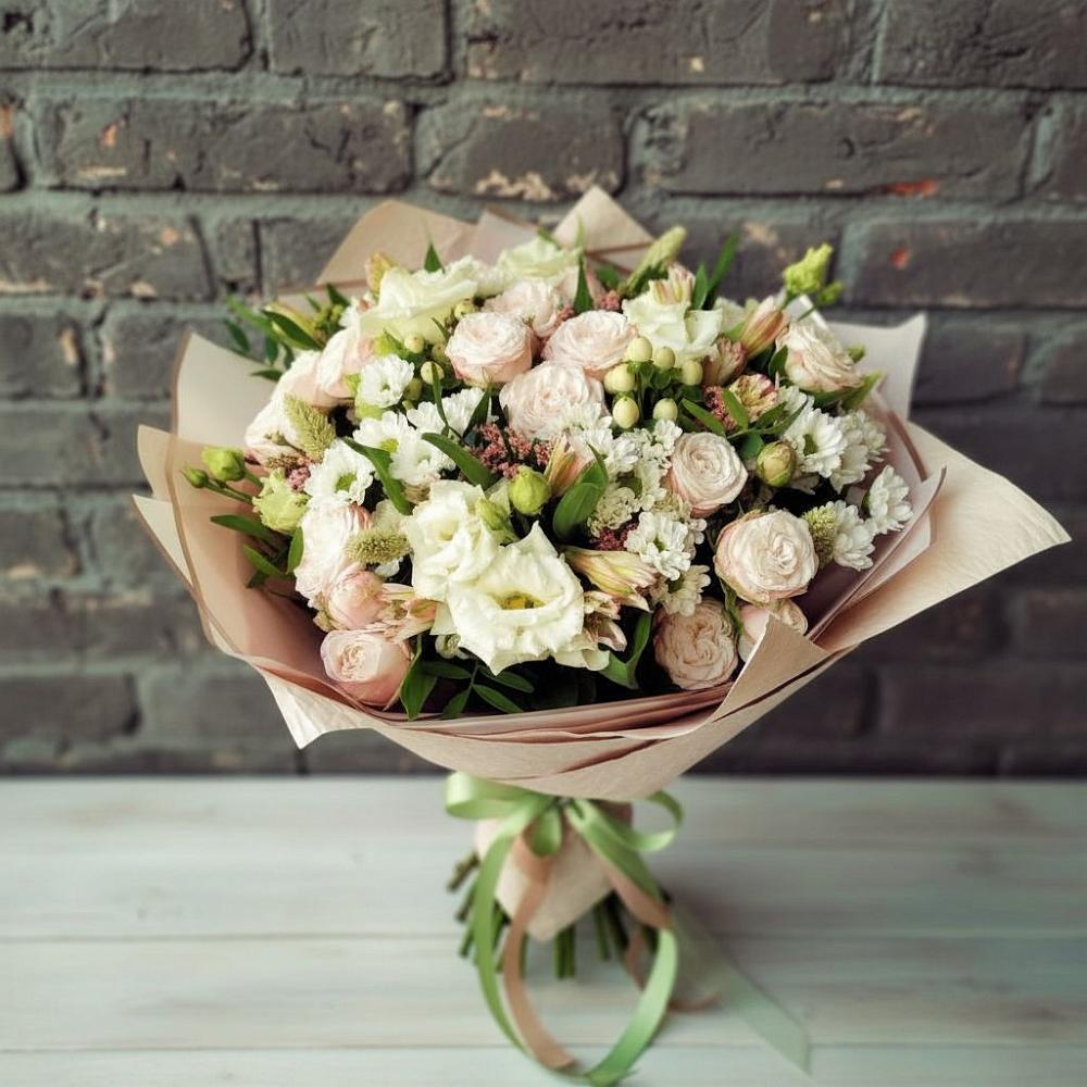 Букет цветов из: Альстромерии, Розы и Хризантемы в Протекино