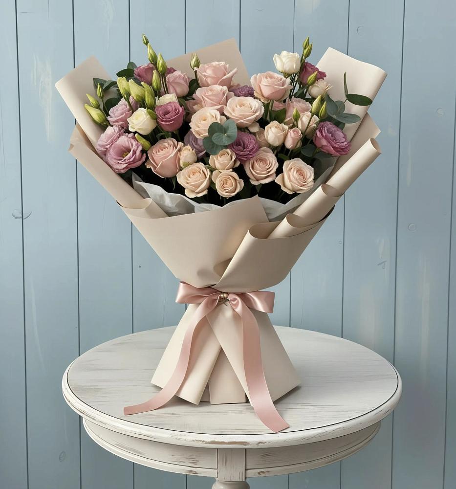 Букет цветов из: Розы и Лизиантусы в Протекино