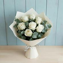 Букет Белые розы в Эвкалипте #REPLACE_PRED# Протекино