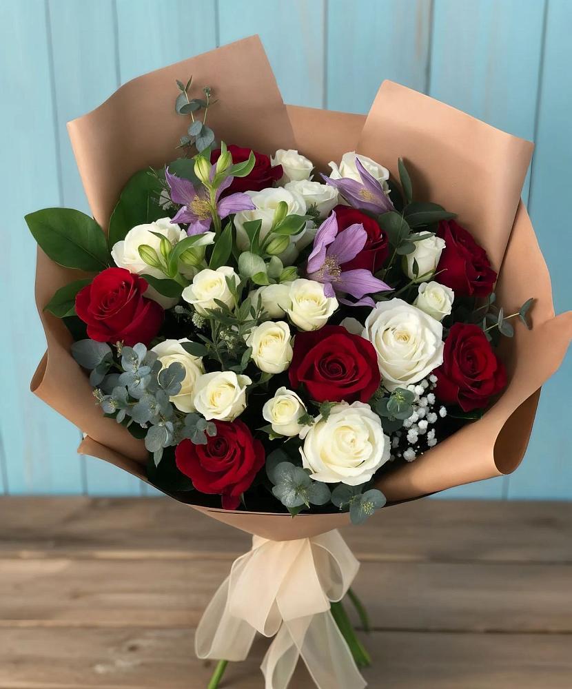 Букет цветов из: Розы и Альстромерии в Протекино