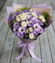 Букет цветов из:  Хризантемы и Розы в Протекино