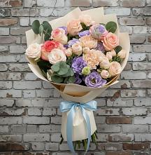 Букет цветов из:  Розы, Лизиантусы и Гвоздики #REPLACE_PRED# Протекино